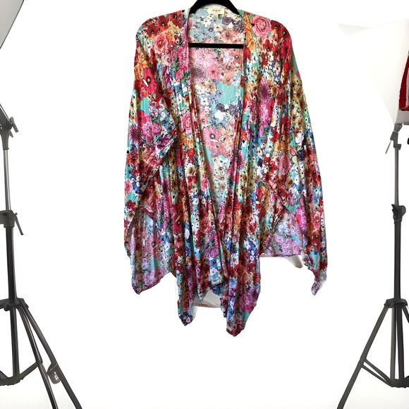Umgee Kimono Size S/M Floral Lightweight Colorful Flowy Oversized Open Coverup - Picture 1 of 8